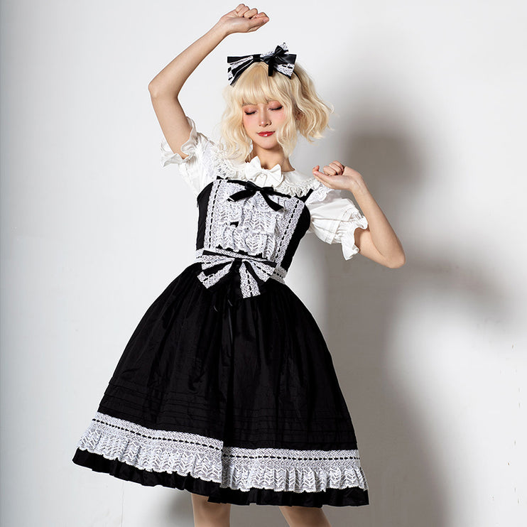 Elegant Multicolored Lolita Dress with Bow Details    OP & JSK