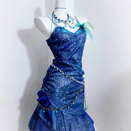 Legend of the Blue Sea Teal Blue Green Princess Sexy Bodycon Mermaid Dress Gown