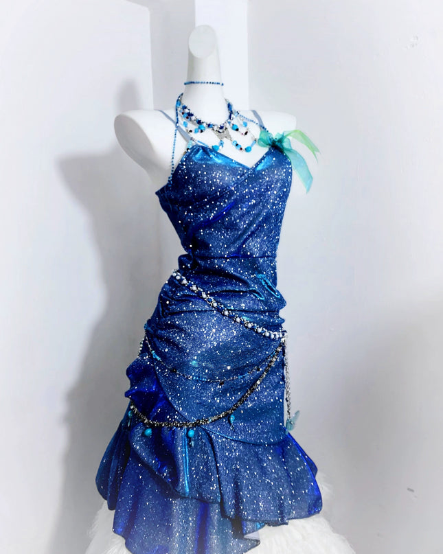 Legend of the Blue Sea Teal Blue Green Princess Sexy Bodycon Mermaid Dress Gown