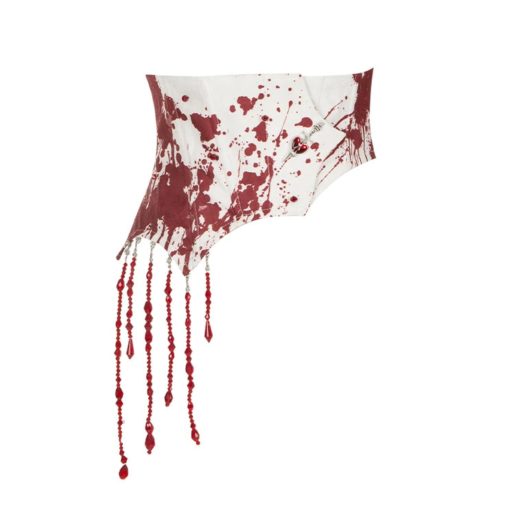 Gothic Lolita White Dresses with Bloody Accents, Delicate Lace and Charming Design