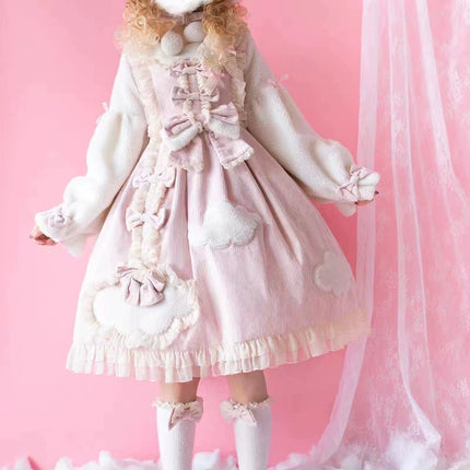 S-2XL Cloudy Dreams Lolita Dress - Cozy Cloud Appliqué OP for Autumn and Winter