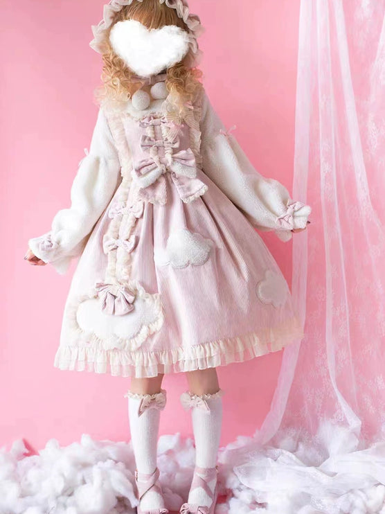 S-2XL Cloudy Dreams Lolita Dress - Cozy Cloud Appliqué OP for Autumn and Winter