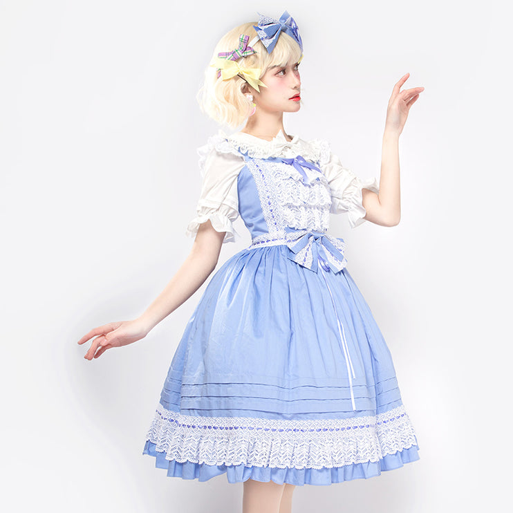 Elegant Multicolored Lolita Dress with Bow Details    OP & JSK