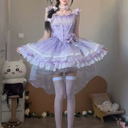 Dreamy Lavender Lolita Dress - Graceful High - Low Hem & Delicate Ruffles