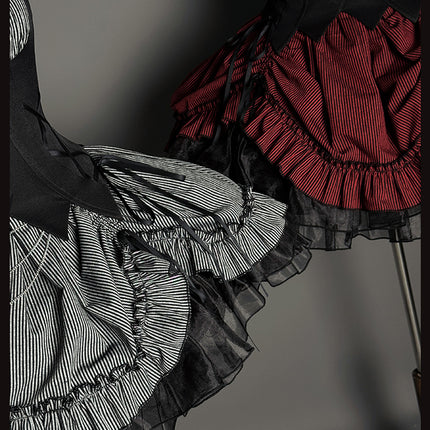 Gothic Lolita Dress with Ruffled Hem and Corset Detail