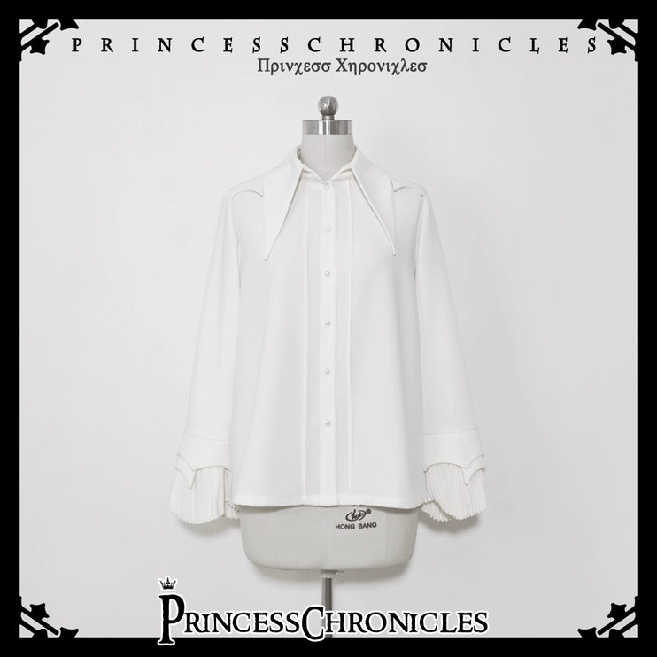 Pointed Collar Ouji Long Sleeve Lolita Little Prince White Shirt