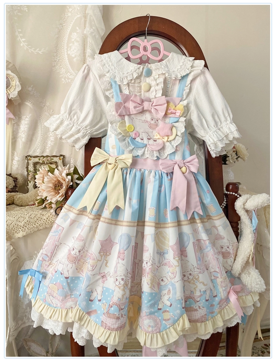 Cute lamb doll-like style sweet pink lolita jsk set