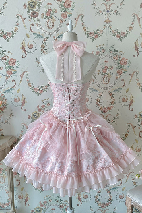 Fairy-Tale Ballet Doll Lolita Halter Dress with Corset Lace-Up and Ruffled Layers – Available in 8 Colors