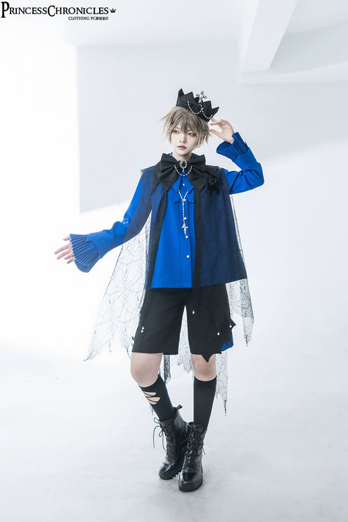 Pointed Collar Ouji Long Sleeve Lolita Little Prince Klein Blue Shirt