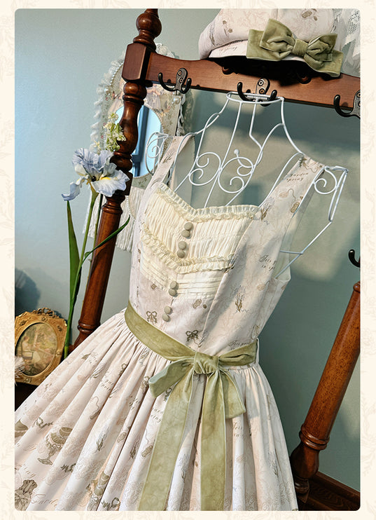 Elegant Floral Lolita JSK with Sash - Vintage Charm for Everyday and Special Occasions