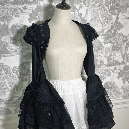 Elegant Gothic Lolita Jacket with Ruffled Trims and Button Details - Multiple Colors Available