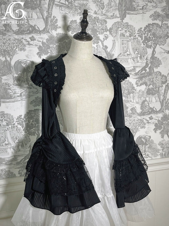 Elegant Gothic Lolita Jacket with Ruffled Trims and Button Details - Multiple Colors Available