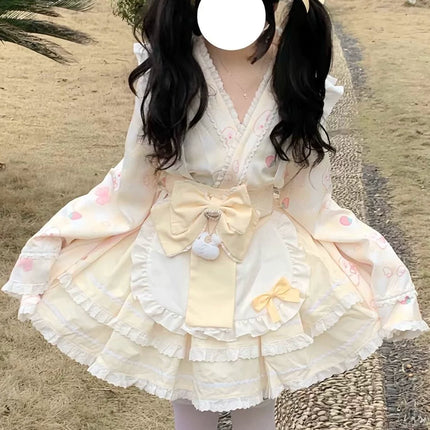Colorful Fairy Tale Lolita Dress with Embroidery Details and Ruffled Skirt