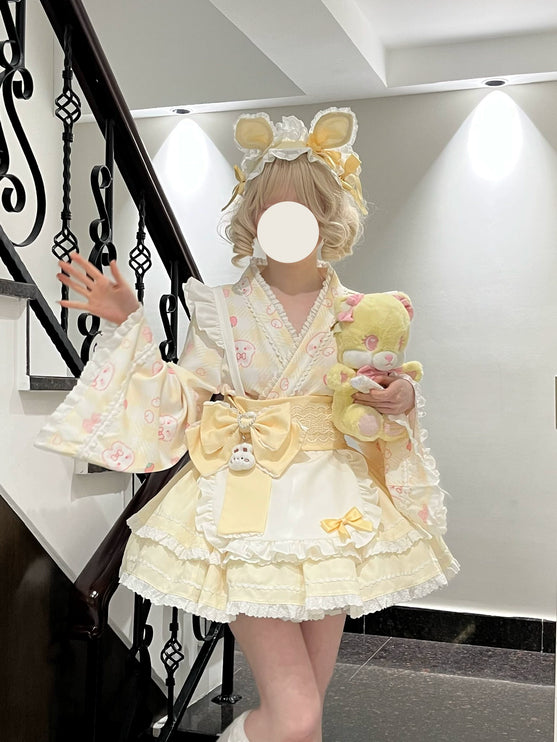 Colorful Fairy Tale Lolita Dress with Embroidery Details and Ruffled Skirt