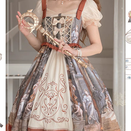 Original Lolita Dress "Constantine OP" Oil Painting Pattern, Classic Retro Lolita Dress