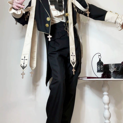 Priest Lolita long-sleeved coat, shirt, and pants — Ouji (prince-style), knight-inspired outfit