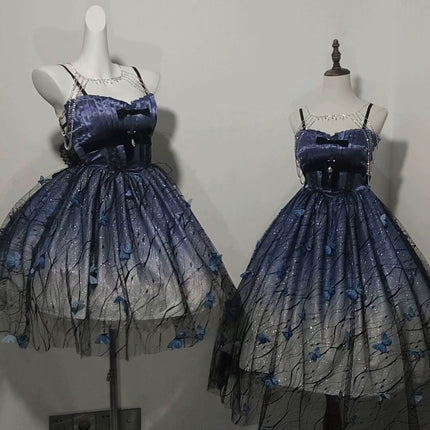 [Limited edition] Dreamy Purple Butterfly Fantasy Lolita Gown with Grand Luxurious Skirt