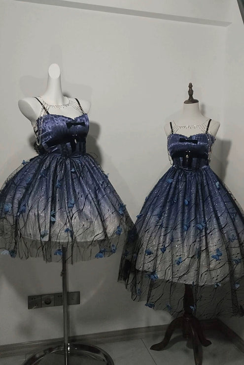 [Limited edition] Dreamy Purple Butterfly Fantasy Lolita Gown with Grand Luxurious Skirt