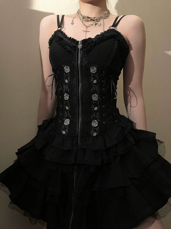 Summer of Roses JSK Gothic Dark Punk Black Lolita Dress