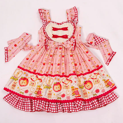 Apple Seamstress Lolita JSK – Heart Bib Sweet Style Dress with Gingham Accents