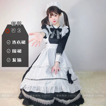 S-5XL British Aristocratic Elegance Gothic Maid Long-sleeved Dress Sexy Lolita