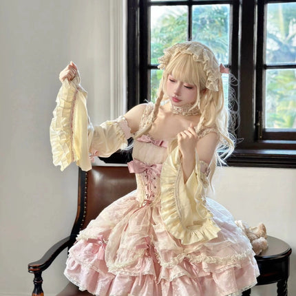 Sweet Strapless Princess Dress Gentle Cute Anime Style Lolita Dress