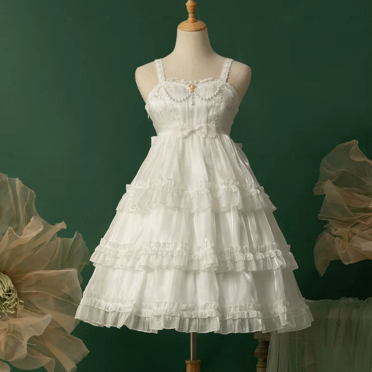 Starry Love Melody Original JSK Three-Tiered Cake Skirt Solid Color Lolita Suspender Dress