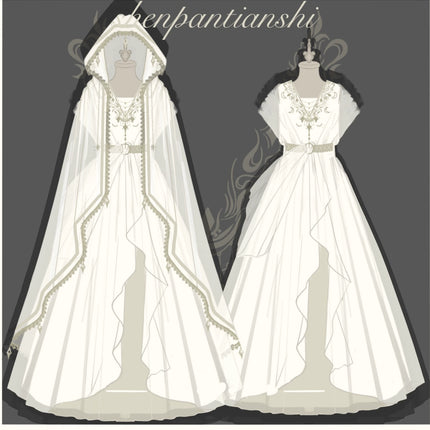 Judgment Angel Original Lolita Design Dress - Greek Goddess Style Ethereal Cape Long Dress