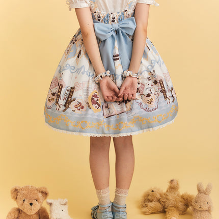 Alice Rabbit High-Waisted Classical Sweet JSK Lolita dress Lolita Suspender with Lace Trim and Bow