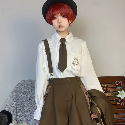 Original Ouji Fashion Brown Lolita Blouse Prince Outfit Shirt