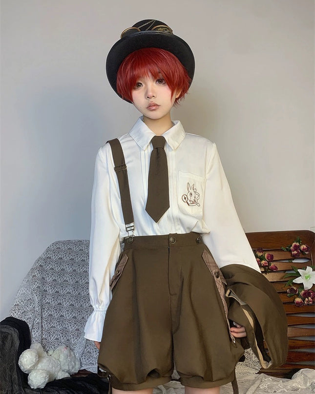 Original Ouji Fashion Brown Lolita Blouse Prince Outfit Shirt