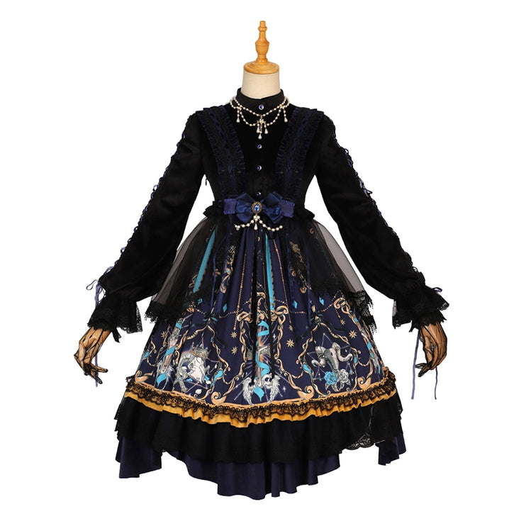 Eternal Enchantment - Gothic Halloween Dark Lolita Embroidered Lace OP Dress