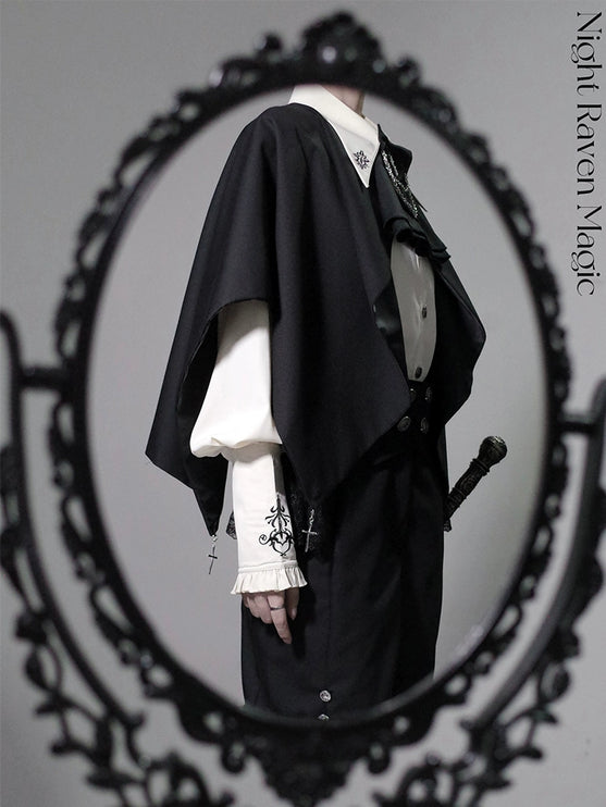 Original Lolita Prince-Style Cape Shirt + Overall Dress Set – Fantasy Gothic Lolita Costume for Cosplay or Daily Wear
