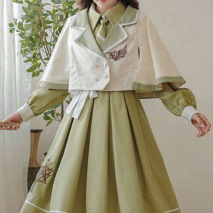 French Retro Lolita JK Dress Vintage Dress Cloak Suit