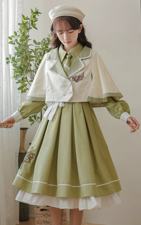 French Retro Lolita JK Dress Vintage Dress Cloak Suit