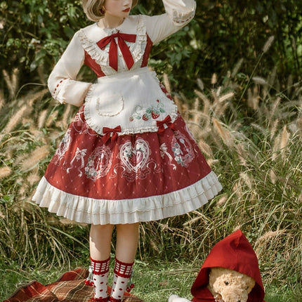 Lolita Sweetheart: Vintage Red-Brown & Cream Fairy-Tale Dress