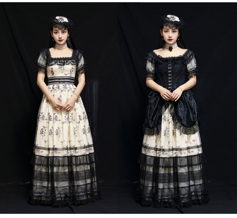 The matching single item of the fishbone bra and the curtain lift skirt Lolita skirt