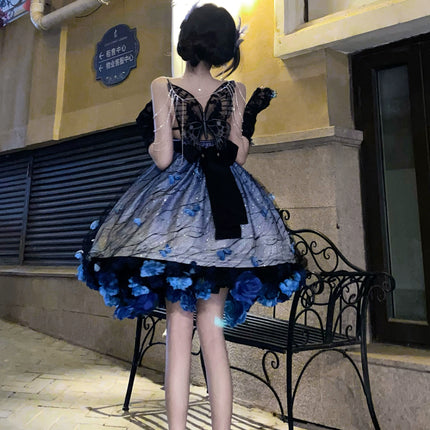 [Limited edition] Dreamy Purple Butterfly Fantasy Lolita Gown with Grand Luxurious Skirt