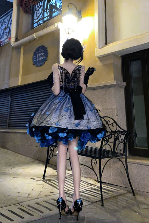 [Limited edition] Dreamy Purple Butterfly Fantasy Lolita Gown with Grand Luxurious Skirt