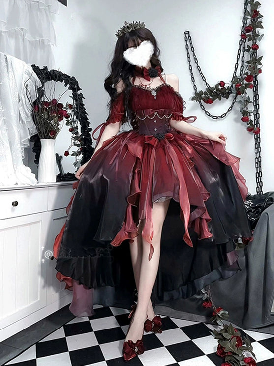 Gothic Elegance Red Princess Lolita Gown – Dramatic New Year's Edition