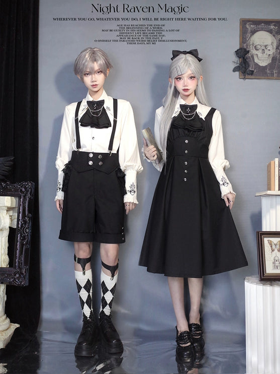 Original Lolita Prince-Style Cape Shirt + Overall Dress Set – Fantasy Gothic Lolita Costume for Cosplay or Daily Wear