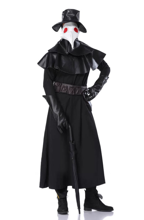 S-5XL Halloween Birdman Costume - Crow Long Beak Medieval Steampunk Plague Doctor Outfit