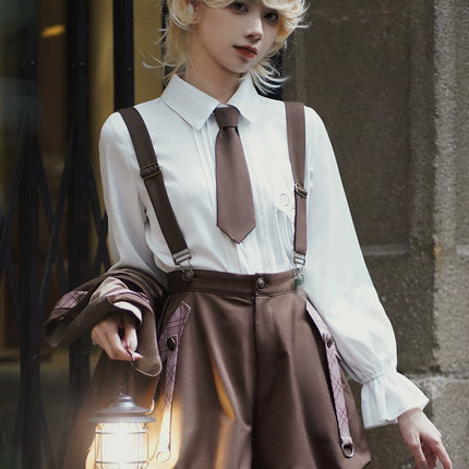 Original Ouji Fashion Brown Lolita Blouse Prince Outfit Shirt