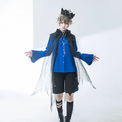 Pointed Collar Ouji Long Sleeve Lolita Little Prince Klein Blue Shirt