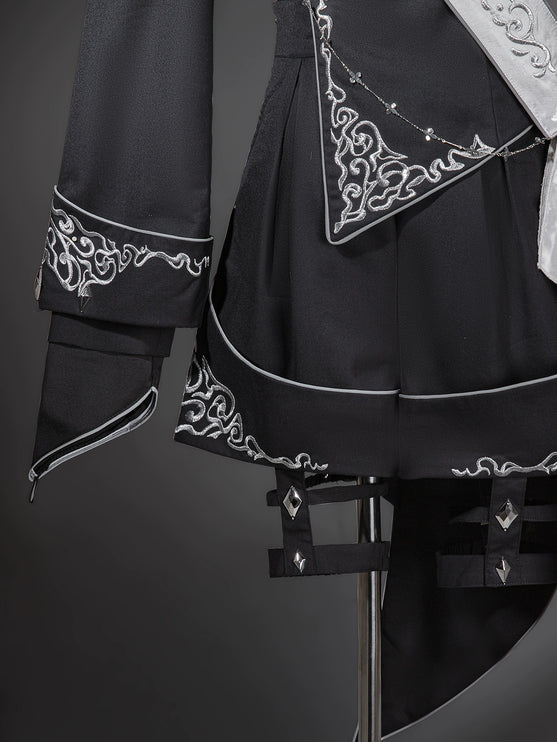 Vintage Dark Gothic Prince-style Suit with Suspenders and Shorts — Dashing and Handsome
