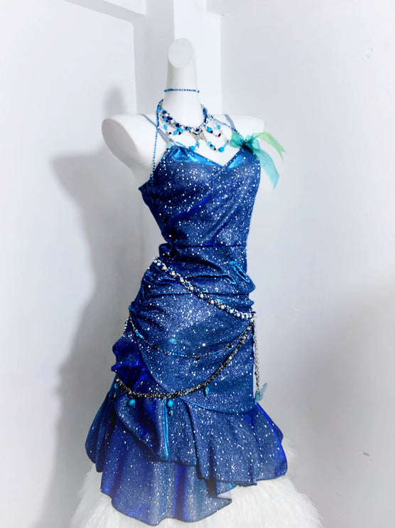 Legend of the Blue Sea Teal Blue Green Princess Sexy Bodycon Mermaid Dress Gown