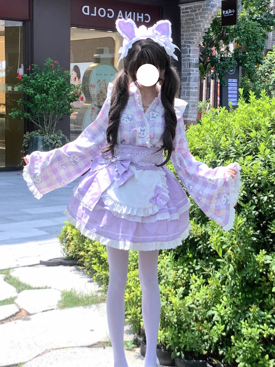 Colorful Fairy Tale Lolita Dress with Embroidery Details and Ruffled Skirt