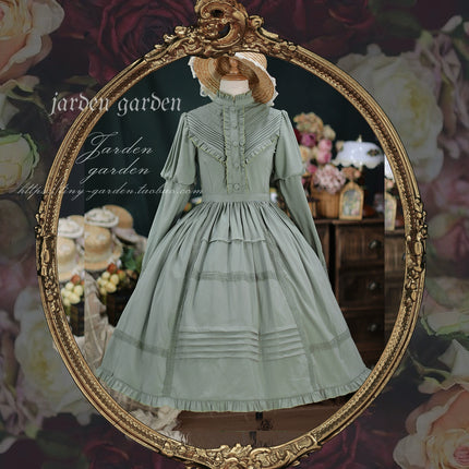 Black Forest Charm: Elegance Classic Vintage Lamb Leg Sleeve Stand-Up Collar Lolita Lolita OP Dress in Seven Colors