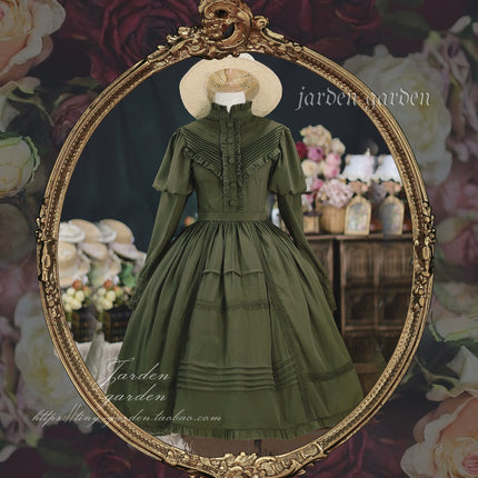 Black Forest Charm: Elegance Classic Vintage Lamb Leg Sleeve Stand-Up Collar Lolita Lolita OP Dress in Seven Colors