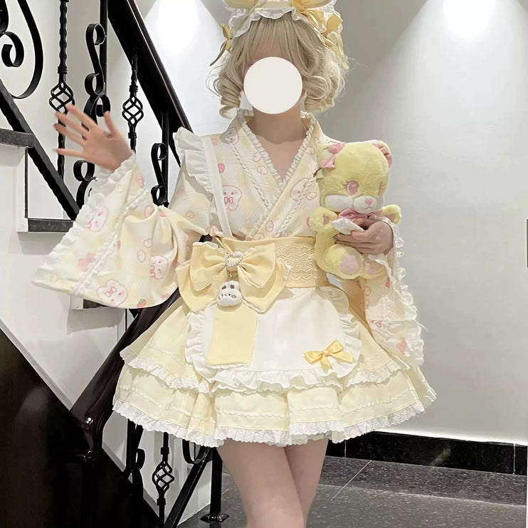 Colorful Fairy Tale Lolita Dress with Embroidery Details and Ruffled Skirt